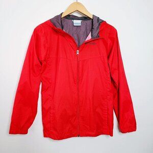 Columbia Red Youth Zip Up Hooded Windbreaker Jacket L